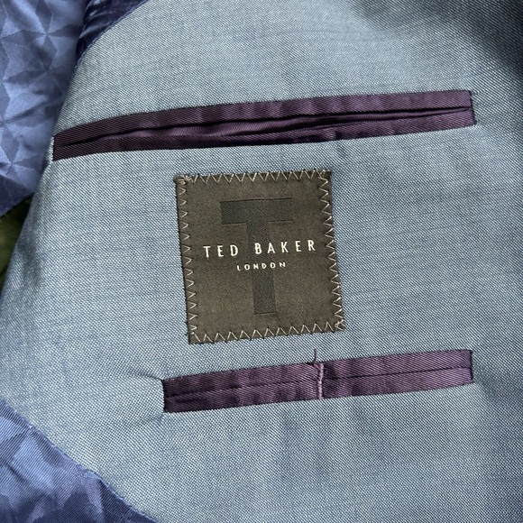 Ted Baker London Jaying Slim Fit Textured Wool Suit Jacket in Blue - Picture 12 of 16